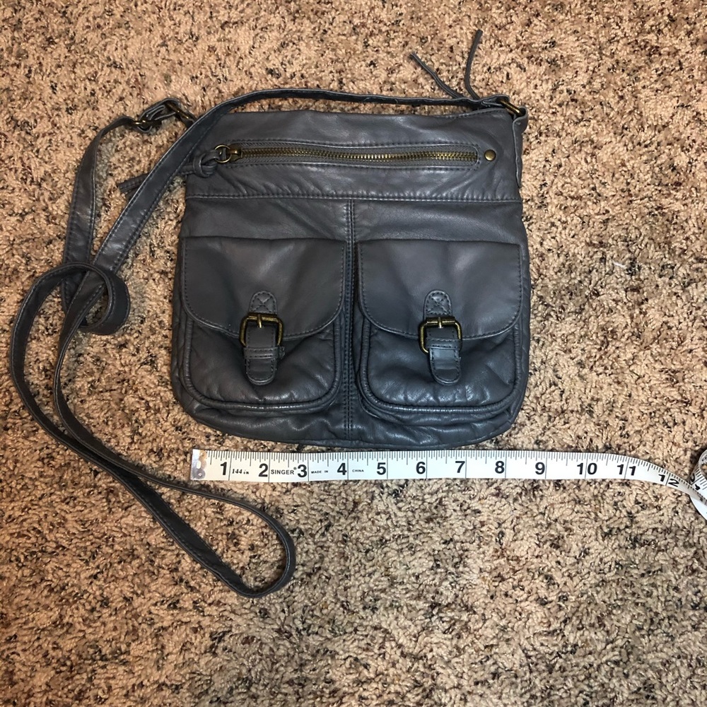 Small gray over the shoulder purse